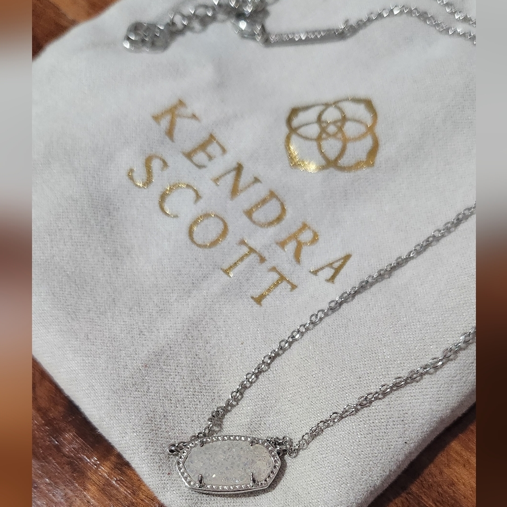 White iridescent druzy Eliza Kendra Scott necklace